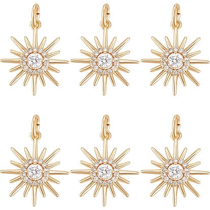 Кулоны солнечного затмения из латуни с прозрачным фианитом и прозрачным фианитом, с прыжковых колец, без никеля , солнце