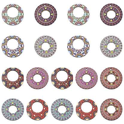 45 шт. 9 подвески из липы с цветной печатью, назад случайный цвет, плоско-круглые