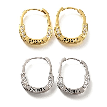 Латунные кубических серьги циркония обруч, без кадмия и без свинца, слово с изяществом