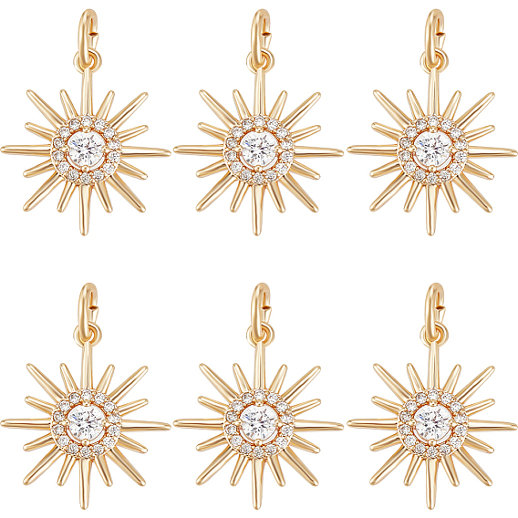 Кулоны солнечного затмения из латуни с прозрачным фианитом и прозрачным фианитом, с прыжковых колец, без никеля , солнце