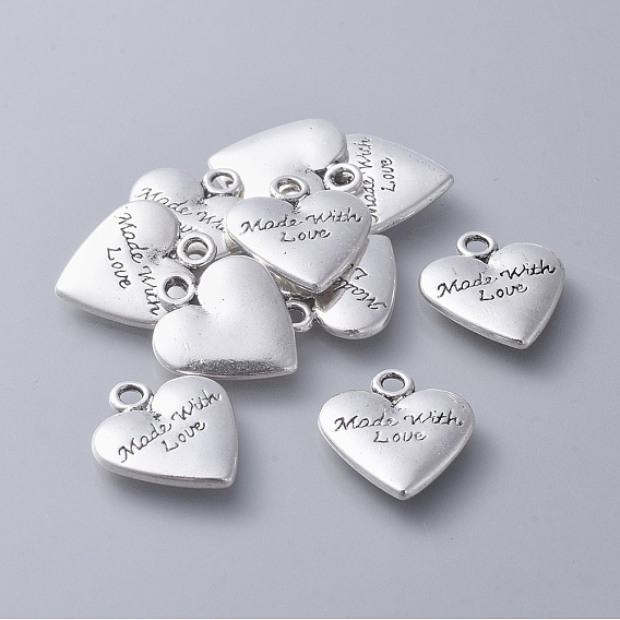 Сплавочные подвески тибетского стиля, на день Святого Валентина, без кадмия и без свинца, сердце, длиной около 20 мм , шириной 17.5 мм , толщиной 3 мм , отверстие : 2.5 мм