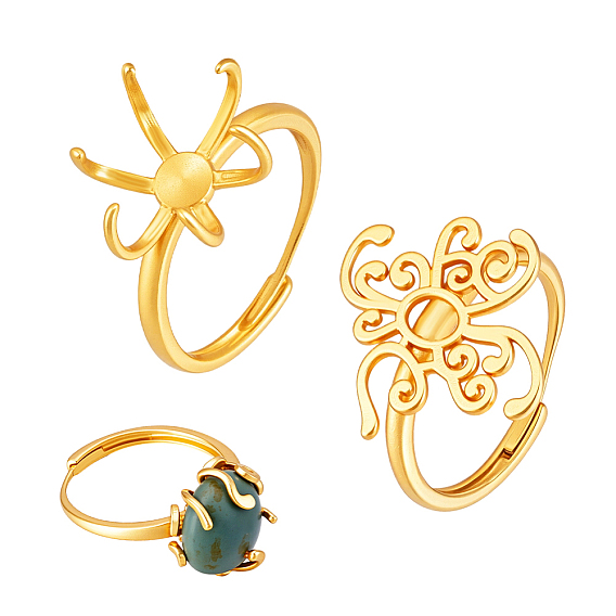 2шт 2 стили регулируемые латунные компоненты кольца на палец, Настройки колодки кольцо