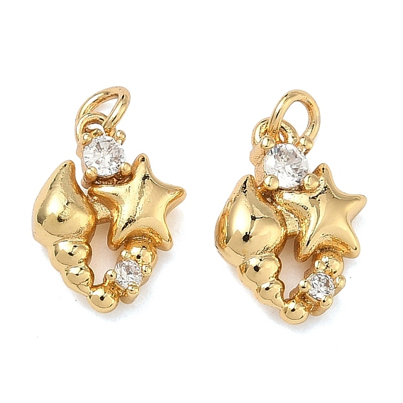 Латунные микро проложить кубического циркония подвески, Подвески в форме звезды и раковины, без свинца и без кадмия, стойки покрытие, долговечный