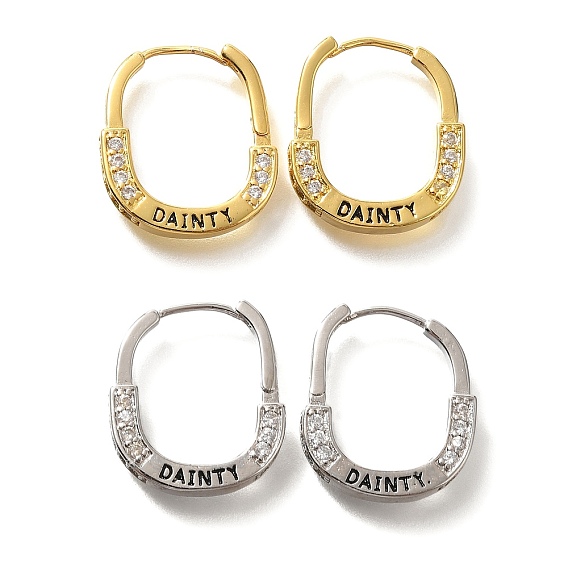 Латунные кубических серьги циркония обруч, без кадмия и без свинца, слово с изяществом