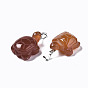 Natural Agate Pendants, with Platinum Plated Metal(Brass or Iron Materials Random Delivery) Snap On Bails, Dyed, Tortoise