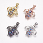 Brass Micro Pave Cubic Zirconia Pendants, Cadmium Free & Lead Free, Bees