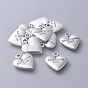Сплавочные подвески тибетского стиля, на день Святого Валентина, без кадмия и без свинца, сердце, длиной около 20 мм , шириной 17.5 мм , толщиной 3 мм , отверстие : 2.5 мм