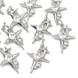 SHEGRACE Brass Pave Clear Cubic Zirconia Pendants, Star Charms, Cadmium Free & Lead Free & Nickel Free
