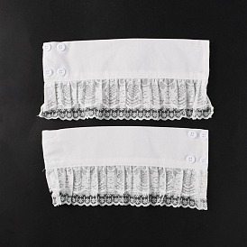 2Pcs Chiffon Fingerless Oversleeves, Lace Cord Wristband with Plastic Button for Women