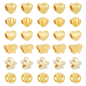 60шт 6 стили сплав европейские бусины, бусины с большим отверстием, матовый стиль, разнообразные