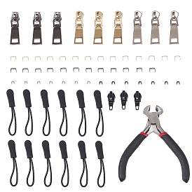 DIY Zip-fastener Components, Including Zinc Alloy Zipper Sliders & Zipper Heads, Brass Zipper Stopers Top Bottom Stops, Plastic Zipper Puller With Strap and Steel Jewelry Pliers