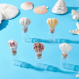 Натуральные бусины из ракушек гребешков в стеклянной банке стеклянные бутылки, с украшением в виде пробки