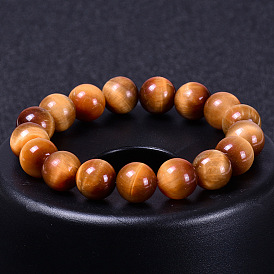 Natural Tiger Eye Stone Bracelet with Round Beads in 6/8/10/12mm Sizes