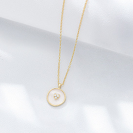 925 Silver Irregular Round Drop Oil Zircon Pendant Necklace - Minimalist Design, Versatile, Collarbone Chain.