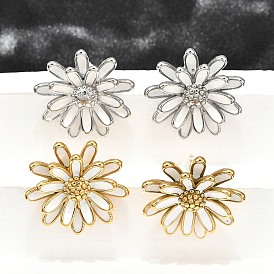 304 серьги-гвоздики из нержавеющей стали в виде цветов для женщин, с эмалью