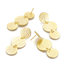 Brass Ear Studs, Long-Lasting Plated, Flat Round
