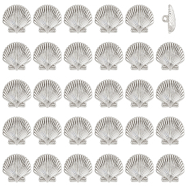 Boutons à tige en alliage à trous 30pièces, forme coquille