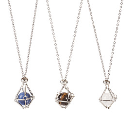 Сделай сам кулон ожерелье, в том числе 304 мешочек для макраме из нержавеющей стали, изготовление пустого держателя для камней, изготовление ожерелья, смешанные природный драгоценный камень бисер