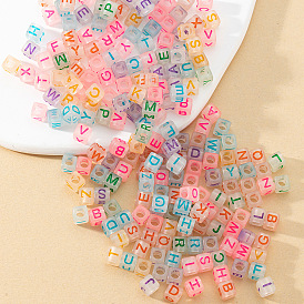 100pcs/pack acrylic beads transparent color luminous letter beads DIY bracelet necklace accessories loose beads