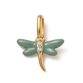 304 подвески из нержавеющей стали, стрекоза, с эмалью и горный хрусталь