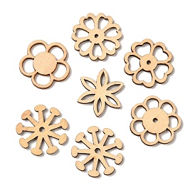 50Pcs Unfinished Wood Flower Shaped Cutouts Ornament, Flower Hanging Pendants, Painting Supplies