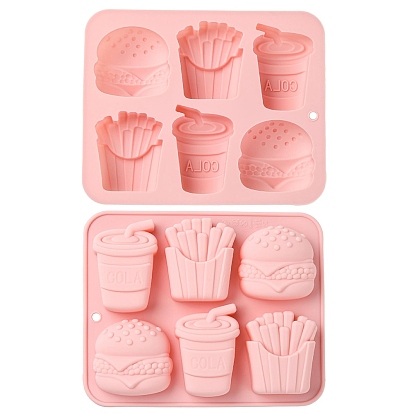 Moldes de silicona con forma de hamburguesa, papas fritas y bebida