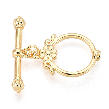 Латуни Переключить застежками, без никеля , Кольцо с цветком