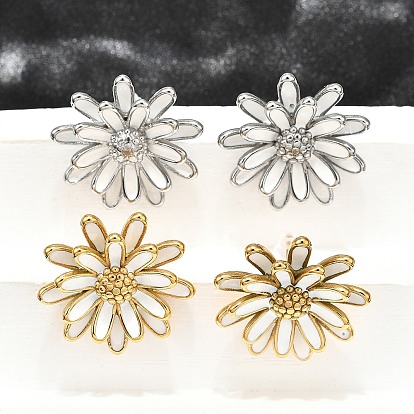 304 серьги-гвоздики из нержавеющей стали в виде цветов для женщин, с эмалью