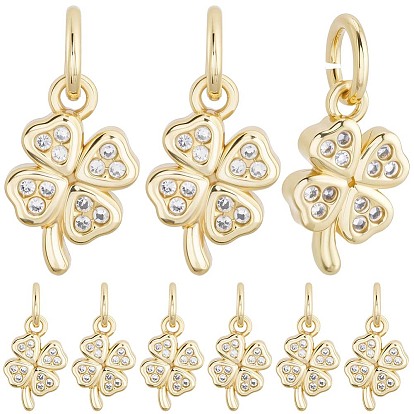 18подвески из латуни с микропаве из кубического циркония, клевер, с целью перехода в кольце