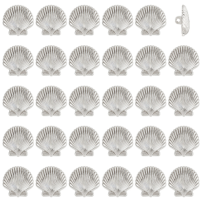 Boutons à tige en alliage à trous 30pièces, forme coquille