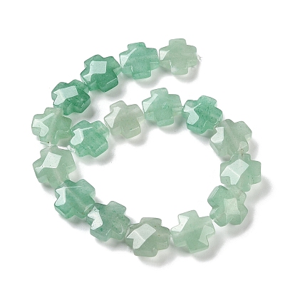Natural Green Aventurine Beads Strands, Faceted, Cross