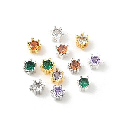 Латунные микро проложить кубического циркония бусы, круглые, стойки покрытие, долговечный