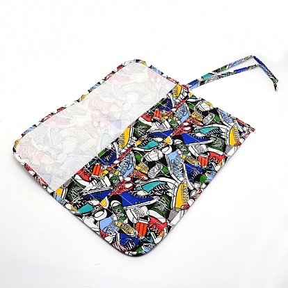 Shoes Printed Canvas Painting Brush Pen Storage Bag, Paint Brush Roll Up Wrap Curtain