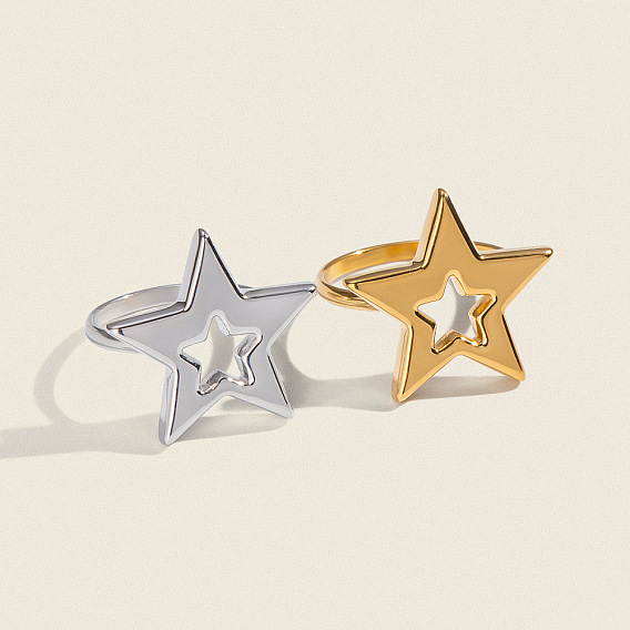 304 Stainless Steel Finger Rings for Women, Star