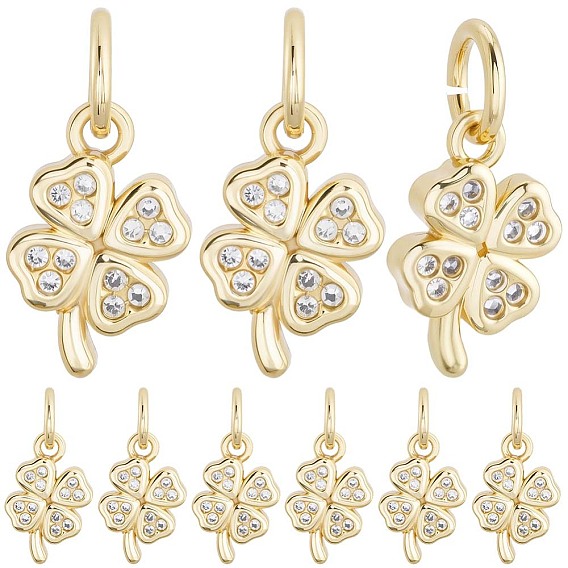 18подвески из латуни с микропаве из кубического циркония, клевер, с целью перехода в кольце
