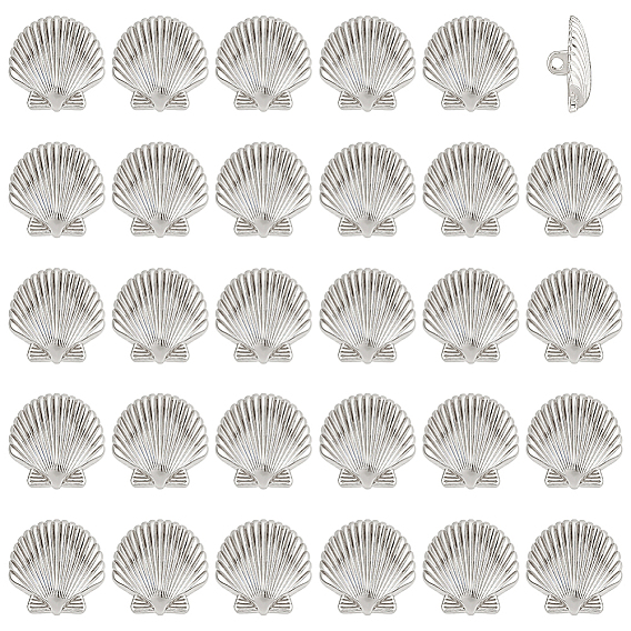 Boutons à tige en alliage à trous 30pièces, forme coquille