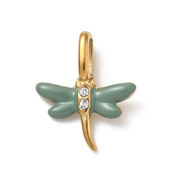 304 подвески из нержавеющей стали, стрекоза, с эмалью и горный хрусталь
