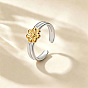 304 Stainless Steel Cuff Open Rings for Women, Flower