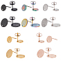 40Pcs 10 Style Flat Round Stud Earring Findings, with Ear Nuts/Earring Backs & Loop, Textured