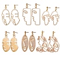 DIY Dangle Earring Making, with Brass Pendants, Brass Stud Earring Findings, Brass Open Jump Rings and Brass Ear Nuts Earrings Backs
