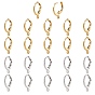 Brass Huggie Hoop Earring Findings, with Horizontal Loop, Long-Lasting Plated
