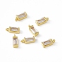 Rack Plating Brass Cubic Zirconia Charms, Real 18K Gold Plated, Long-Lasting Plated, Cadmium Free & Nickel Free & Lead Free, Cuboid Charm