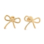 304 boucles d'oreille en acier inoxydable, bowknot creux