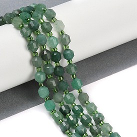 Natural Green Aventurine Beads Strands, Faceted, Bicone, Double Terminated Point Prism Beads