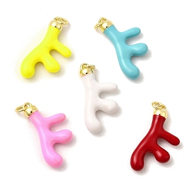 Латунь эмаль подвески, подвески в форме коралла, реальный 18 k позолоченный, с целью перехода в кольце, без свинца и без кадмия, долговечный, стойки покрытие