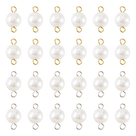 40 шт. 2 цветные круглые подвески-соединители в форме ракушки и жемчуга, с 304 двойными петлями из нержавеющей стали, белые