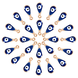Encantos de esmalte de aleación chapados en oro claro, lágrima con mal de ojo, sin plomo y cadmio