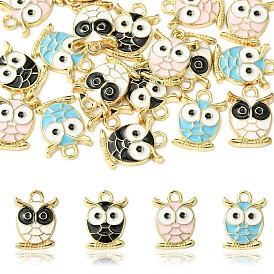 20 шт 4 цвета сплава эмалевые подвески, очарование совы, золотые