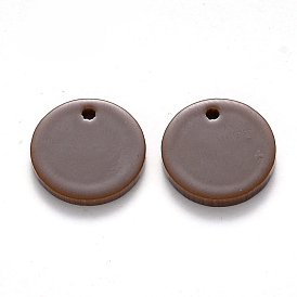 Opaque Cellulose Acetate(Resin) Charms, Flat Round