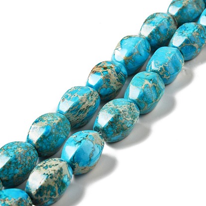 Natural Imperial Jasper Beads Strands, Dyed, Faceted, Oval